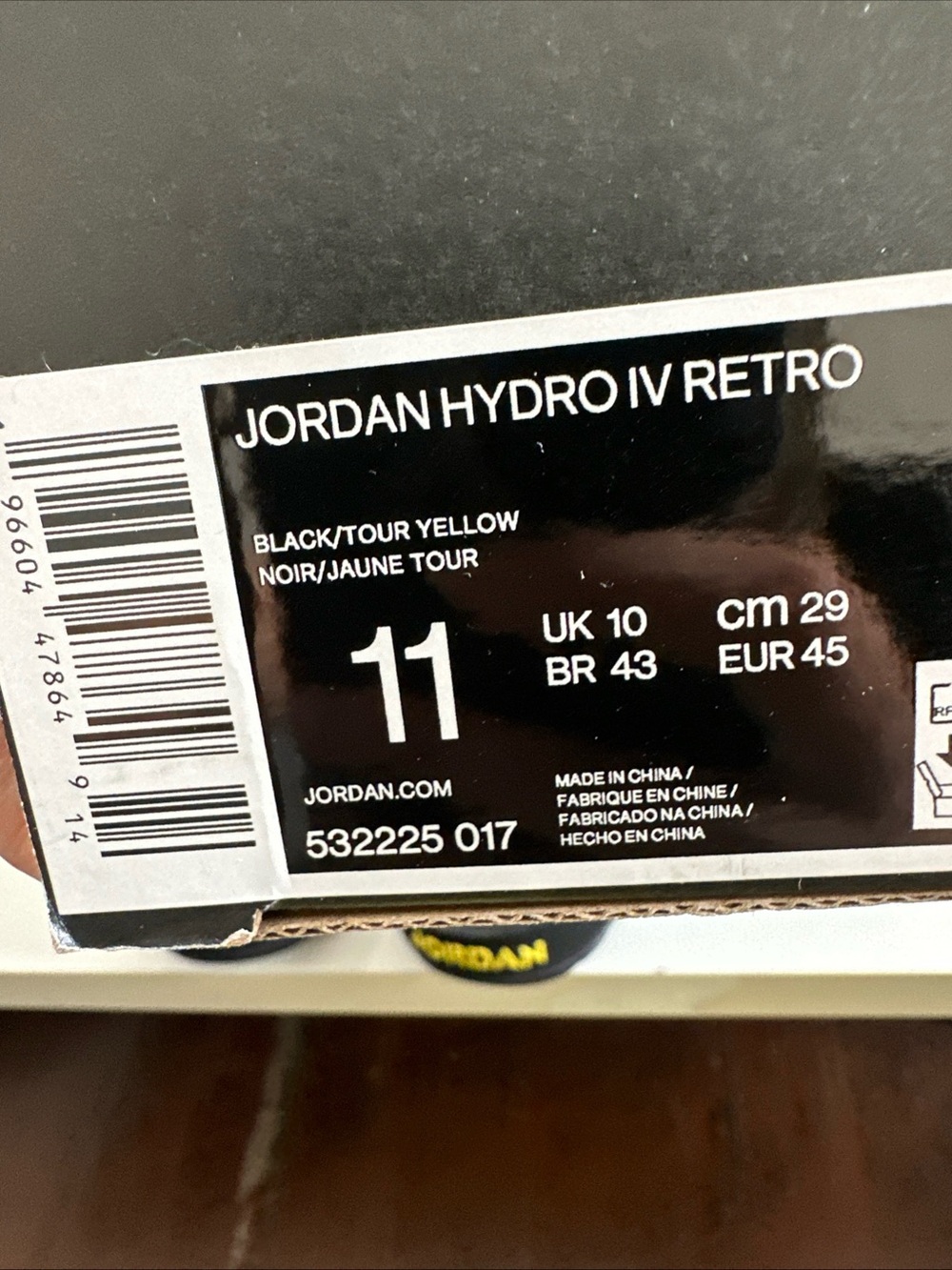 Nike Jordan Hydro IV Retro Slides Sandals tour Yellow Mens Size 11 US NEW - Picture 8 of 8